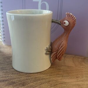 Fitz and Floyd Ceramic Mug with Brown Bird Accent in Eggshell